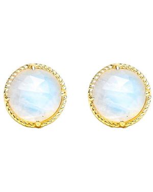 Liv Oliver 18K Plated 12.75 Ct. Tw. Moonstone Earrings - Blue