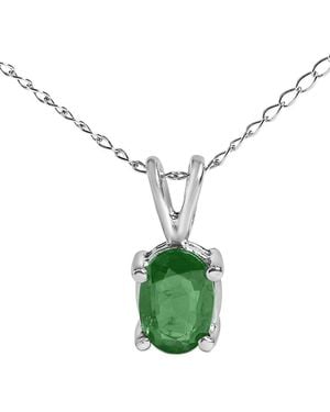 Haus of Brilliance Colourful Gemstones 14K 0.45 Ct. Tw. Emerald Pendant Necklace - Green
