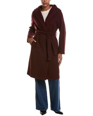 Kensie Faux Wool Wrap Coat - Brown