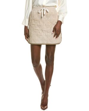 Brunello Cucinelli Leather Mini Skirt - Natural