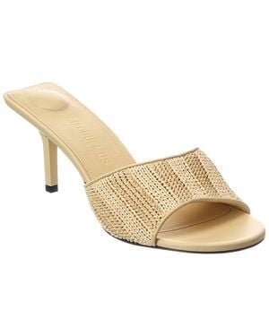 Jacquemus Cubisto Raffia & Leather Mule - Natural