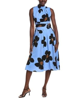 Gracia Big Flower Print Mini Dress - Blue