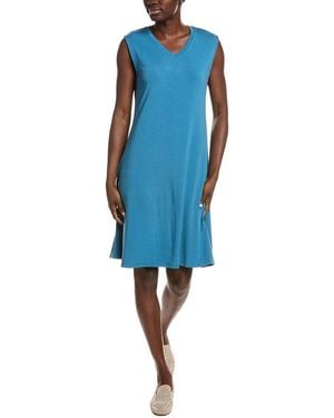 Eileen Fisher V-Neck Midi Dress - Blue