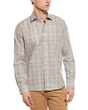 Scott Barber Canclini Fine Poplin Plaid Shirt - Grey