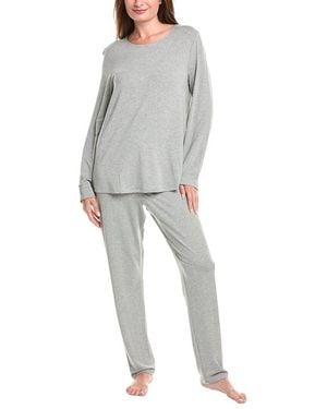 Hanro 2pc Natural Elegance Pajama Pant Set - Gray