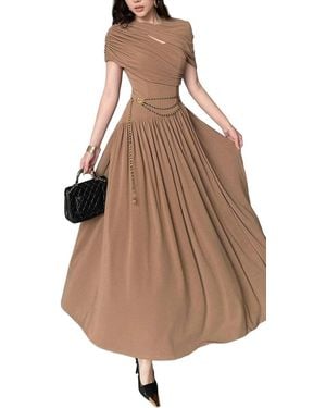 BURRYCO Short Sleeve Maxi Dress - Brown