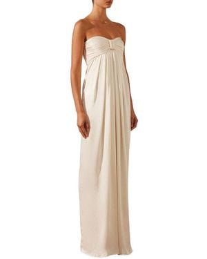 Shona Joy La Lune Strapless Ruched Bodice Maxi Dress in White | Lyst