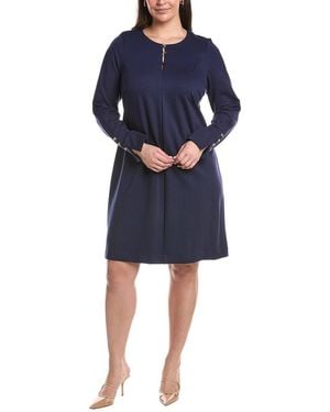 Tahari Plus Solid Midi Dress - Blue
