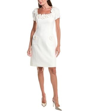 Teri Jon Crepe 3D Mini Dress - White