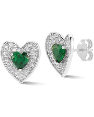 Sphera Milano Cz Heart Studs - Green