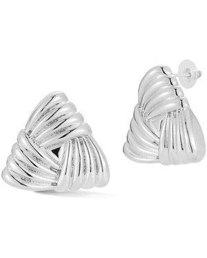 Glaze Jewelry Plated Vintage-Inspired Triangular Stud Earrings - White
