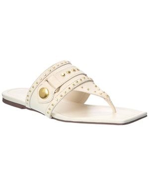 SCHUTZ SHOES Aria Leather Thong Flat Sandal - White