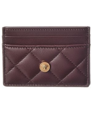 Versace Medusa Quilted Leather Card Holder - Purple