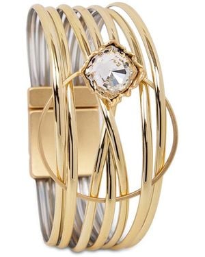 Saachi Halo Statement Leather Bracelet - Metallic