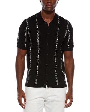 Civil Society Ace Regular Fit Striped Button Front Shirt - Black