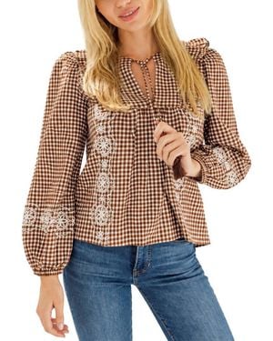 Sail To Sable Ruffle Front Top With Tassels - Blue