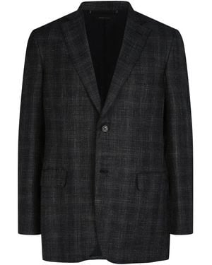 Brioni Tweed Single-Breasted Wool, Silk & Linen Blazer - Black