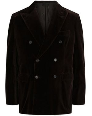 Brioni Double-Breasted Velvet Smoking Jacket - Black