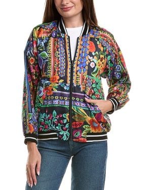 Johnny Was Tasha Reversible Silk Bomber Jacket - Multicolor