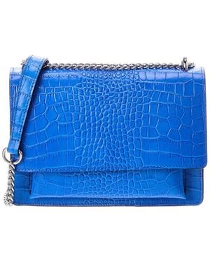 Italian Leather Natalie Leather Top Handle Bag - Blue