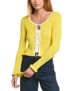 Laundry by Shelli Segal Pointelle Cardigan Jumper - Yellow