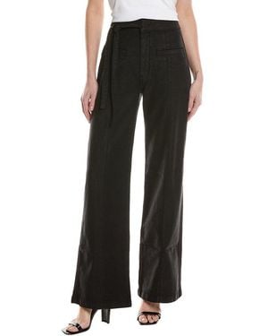Hudson Jeans Tie-Waist Pintucked Linen-Blend Trouser - Black