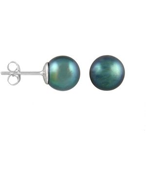 Masako Pearls 14k 8-9mm Tahitian Pearl Earrings - Green