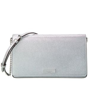 Kate Spade Kenzie Metallic Saffiano Pvc Small Chain Convertible Crossbody - Grey