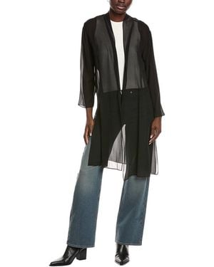 Eileen Fisher High Collar Silk Jacket - Black