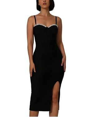 CAMILA BLANCO Solid Midi Dress - Black