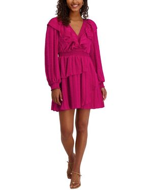 Kensie Satin Striped Chiffon Mini Dress - Pink
