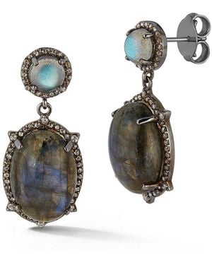 Banji Jewelry Silver 26.13 Ct. Tw. Diamond & Labradorite Drop Earrings - White