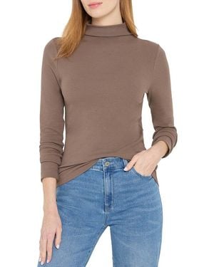 NIC+ZOE Perfect Knit Rib Mock T-Shirt - Blue