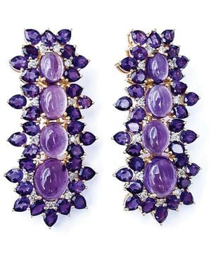Arthur Marder Fine Jewelry Vermeil 1.00 Ct. Tw. Diamond & Amethyst Earrings - Blue