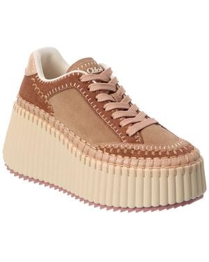 Chloé Nama Suede Wedge Sneaker - Natural