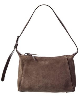 Brunello Cucinelli Suede Shoulder Bag - Brown