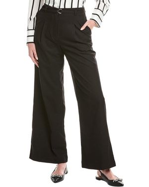 Grey Lab Pleated Wide Leg Pant - Black