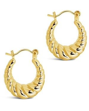 Sterling Forever 14k Plated Croissant Hoops - Metallic