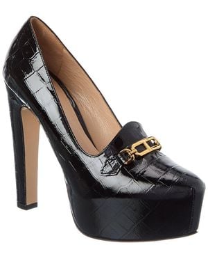 Tom Ford Croc-Embossed Leather Platform Pump - Black