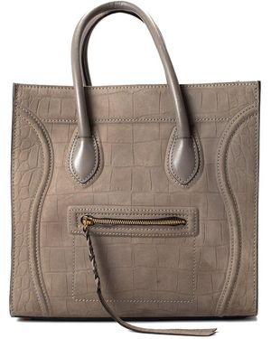 Celine Croc-Embossed Leather Phantom Tote (Authentic Pre-Owned) - Brown