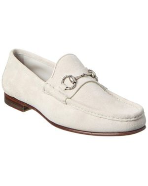Gucci Horsebit Suede Loafer - White