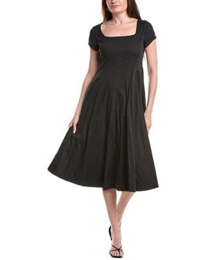 Ellen Tracy Stretch Poplin Cap Sleeve Panelled Dress - Black