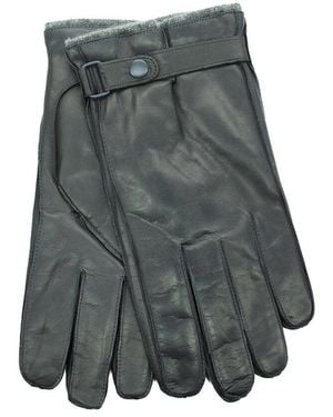 Portolano Leather Belted Gloves - Gray