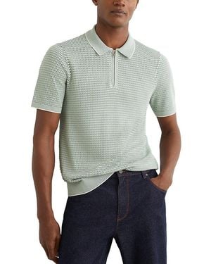 Reiss Brink Half Zip Texture Jumper - Green
