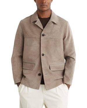 Reiss Silvano Heavyweight Overshirt - Brown
