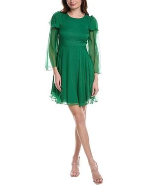 Rebecca Taylor Ruffle Silk Mini Dress - Green