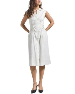 10 Crosby Derek Lam Nera Ruched Button Down Dress - White