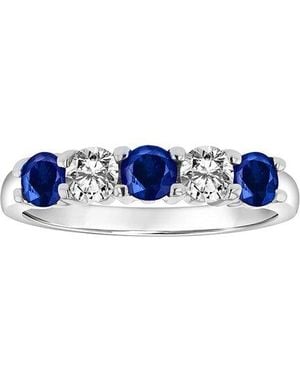 LEVARON 14K 1.11 Ct. Tw. Diamond & Sapphire Stackable Ring - Blue