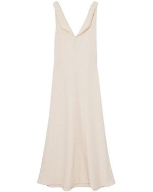 Reiss Kiera Textured Drape Neck Dress - White