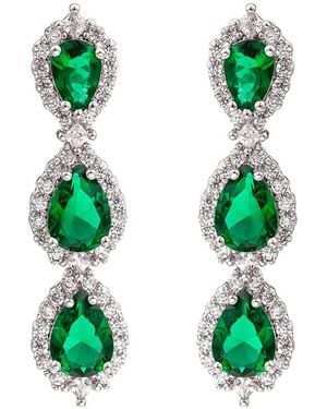 Eye Candy LA Luxe Collection Cz Tier Drop Earrings - Green